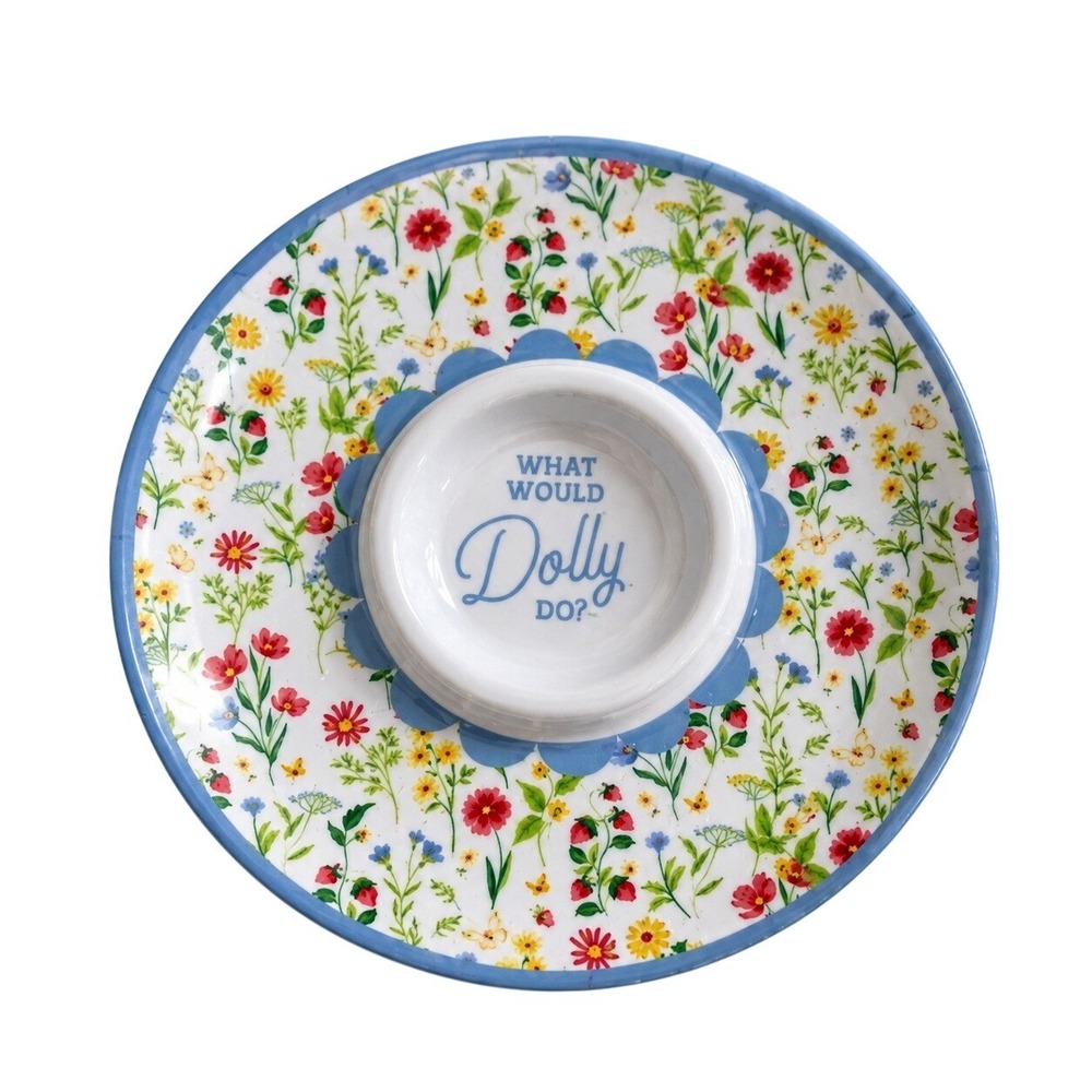 Dolly Parton 'What Would Dolly Do?' Round 12" Melmine Chip Dip Tray One Size NWT